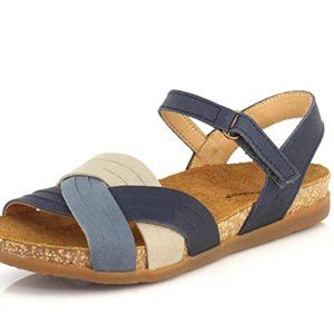 EUC El Naturalista Zumaia N5242 Blue/Tan Leather Sandals 8.5 (EU 39)